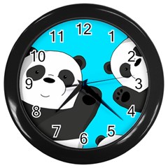 Cute pandas Wall Clocks (Black)