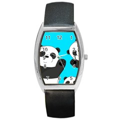 Cute pandas Barrel Style Metal Watch