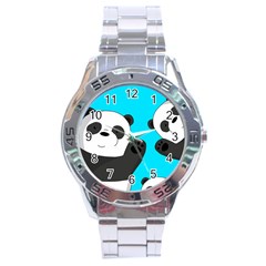 Cute pandas Stainless Steel Analogue Watch