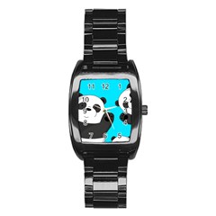 Cute Pandas Stainless Steel Barrel Watch by Valentinaart