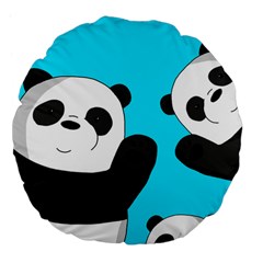 Cute pandas Large 18  Premium Flano Round Cushions