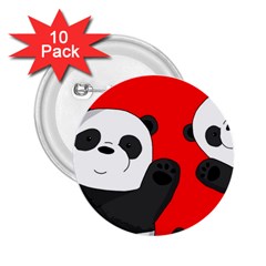 Cute Pandas 2 25  Buttons (10 Pack)  by Valentinaart