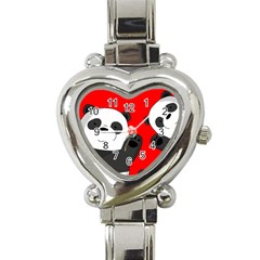 Cute Pandas Heart Italian Charm Watch by Valentinaart