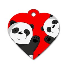 Cute Pandas Dog Tag Heart (two Sides) by Valentinaart