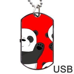 Cute Pandas Dog Tag Usb Flash (one Side) by Valentinaart