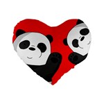 Cute pandas Standard 16  Premium Flano Heart Shape Cushions Front