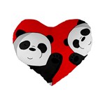 Cute pandas Standard 16  Premium Flano Heart Shape Cushions Back