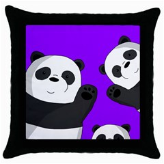 Cute Pandas Throw Pillow Case (black) by Valentinaart