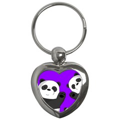 Cute Pandas Key Chains (heart)  by Valentinaart