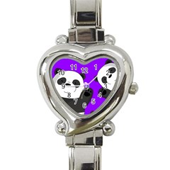 Cute Pandas Heart Italian Charm Watch by Valentinaart