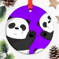 Cute Pandas Round Ornament (two Sides) by Valentinaart