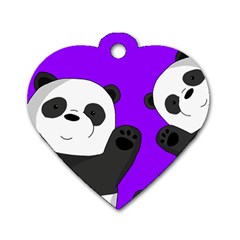 Cute Pandas Dog Tag Heart (one Side) by Valentinaart