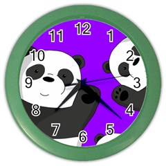 Cute Pandas Color Wall Clocks by Valentinaart