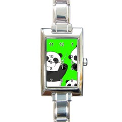 Cute Pandas Rectangle Italian Charm Watch by Valentinaart