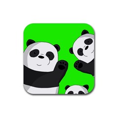 Cute Pandas Rubber Coaster (square)  by Valentinaart