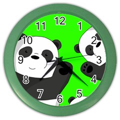 Cute Pandas Color Wall Clocks by Valentinaart