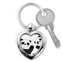 Cute Pandas Key Chains (heart)  by Valentinaart