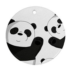 Cute Pandas Round Ornament (two Sides) by Valentinaart