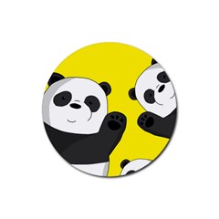 Cute Pandas Rubber Round Coaster (4 Pack)  by Valentinaart