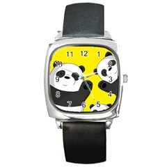 Cute Pandas Square Metal Watch by Valentinaart