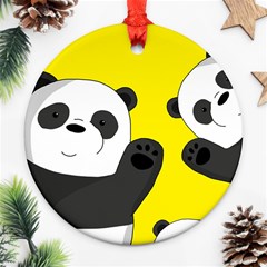 Cute Pandas Round Ornament (two Sides) by Valentinaart