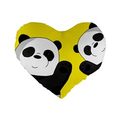 Cute Pandas Standard 16  Premium Flano Heart Shape Cushions by Valentinaart