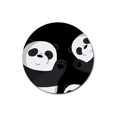 Cute Pandas Rubber Coaster (round)  by Valentinaart