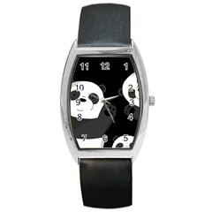 Cute Pandas Barrel Style Metal Watch by Valentinaart