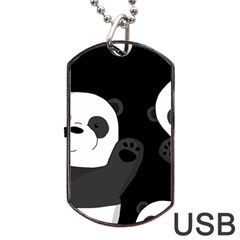 Cute Pandas Dog Tag Usb Flash (one Side) by Valentinaart