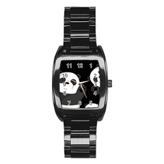 Cute Pandas Stainless Steel Barrel Watch by Valentinaart