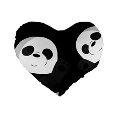 Cute Pandas Standard 16  Premium Flano Heart Shape Cushions by Valentinaart