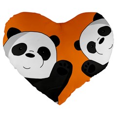 Cute Pandas Large 19  Premium Heart Shape Cushions by Valentinaart