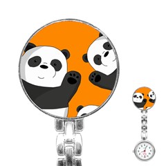 Cute Pandas Stainless Steel Nurses Watch by Valentinaart