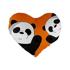 Cute Pandas Standard 16  Premium Flano Heart Shape Cushions by Valentinaart