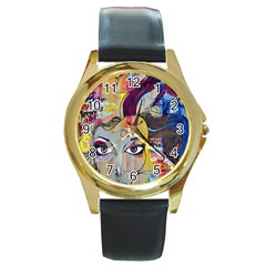 Graffiti Mural Street Art Painting Round Gold Metal Watch by BangZart