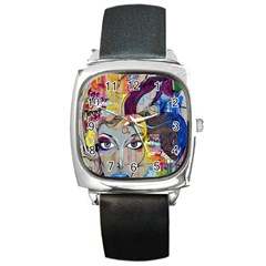 Graffiti Mural Street Art Painting Square Metal Watch by BangZart