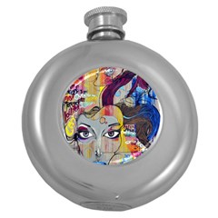 Graffiti Mural Street Art Painting Round Hip Flask (5 Oz) by BangZart