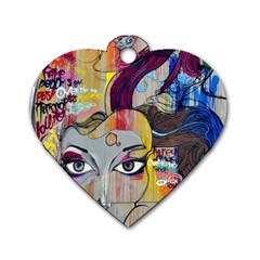 Graffiti Mural Street Art Painting Dog Tag Heart (one Side) by BangZart