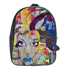 Graffiti Mural Street Art Painting School Bag (xl) by BangZart