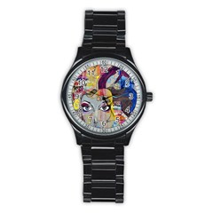 Graffiti Mural Street Art Painting Stainless Steel Round Watch by BangZart