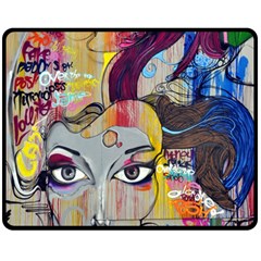 Graffiti Mural Street Art Painting Double Sided Fleece Blanket (medium)  by BangZart