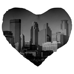 Minneapolis Minnesota Skyline Large 19  Premium Flano Heart Shape Cushions by BangZart