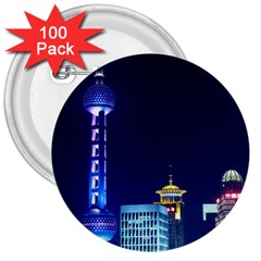 Shanghai Oriental Pearl Tv Tower 3  Buttons (100 Pack)  by BangZart