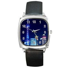 Shanghai Oriental Pearl Tv Tower Square Metal Watch by BangZart