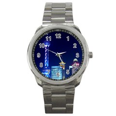 Shanghai Oriental Pearl Tv Tower Sport Metal Watch by BangZart