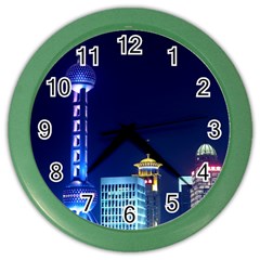 Shanghai Oriental Pearl Tv Tower Color Wall Clocks by BangZart