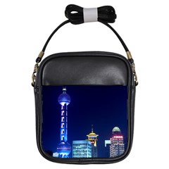 Shanghai Oriental Pearl Tv Tower Girls Sling Bags by BangZart