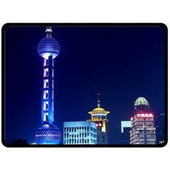 Shanghai Oriental Pearl Tv Tower Fleece Blanket (large)  by BangZart