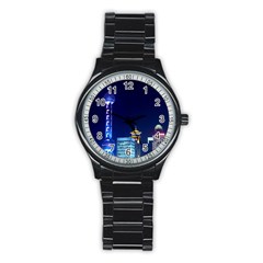 Shanghai Oriental Pearl Tv Tower Stainless Steel Round Watch by BangZart