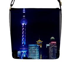 Shanghai Oriental Pearl Tv Tower Flap Messenger Bag (l)  by BangZart